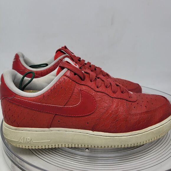 Nike Air Force 1 '07 LV8 718152-606 Low Red Croc Leather Sneaker Men's Sz 8.5 US - Picture 8 of 8
